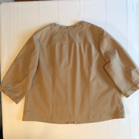 CJ Banks Tan Blazer with Mandarin Neckline & Silver Studs - Relaxed Fit Size 1X - Picture 8 of 10